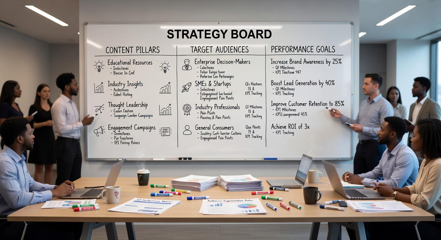 Content strategy board with behavioral notes