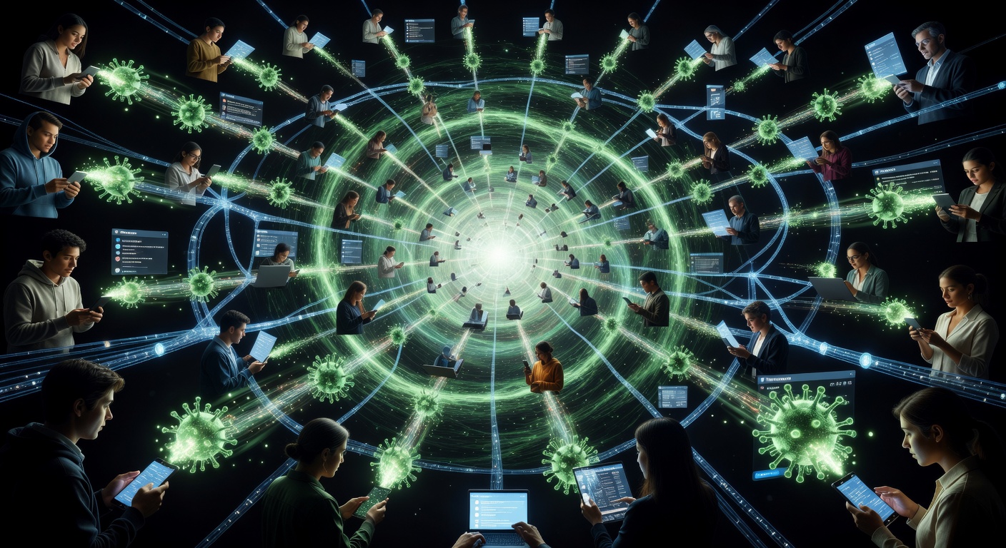 Visualization of viral content spreading across networks